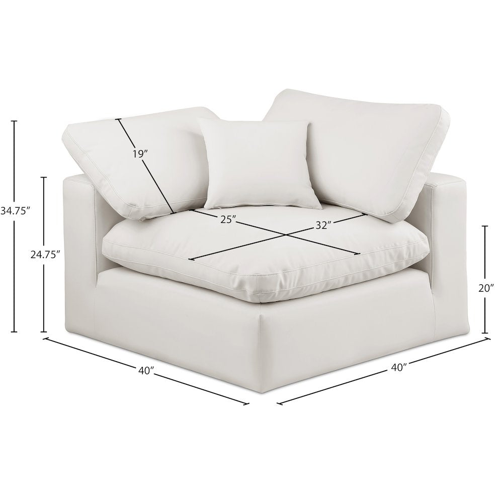 Comfy Cream Vegan Leather Modular Corner Chair