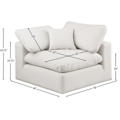 Comfy Cream Vegan Leather Modular Corner Chair