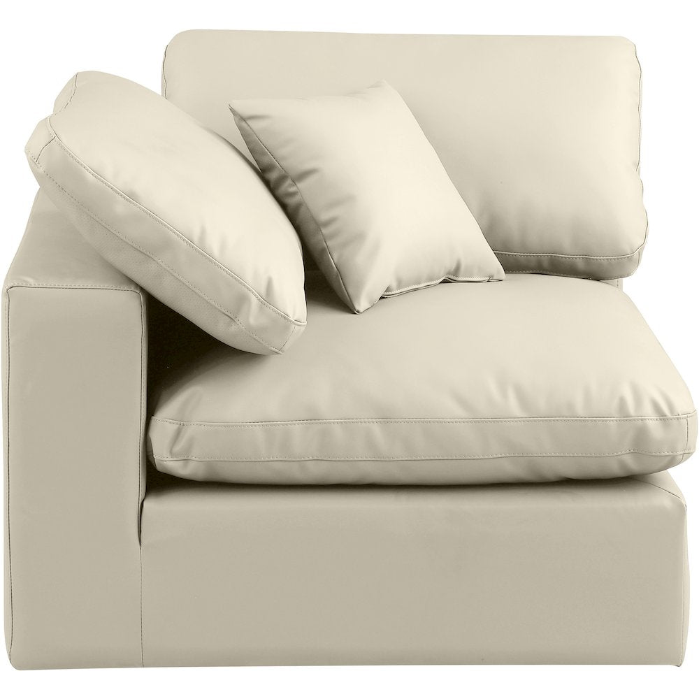 Comfy Cream Vegan Leather Modular Corner Chair