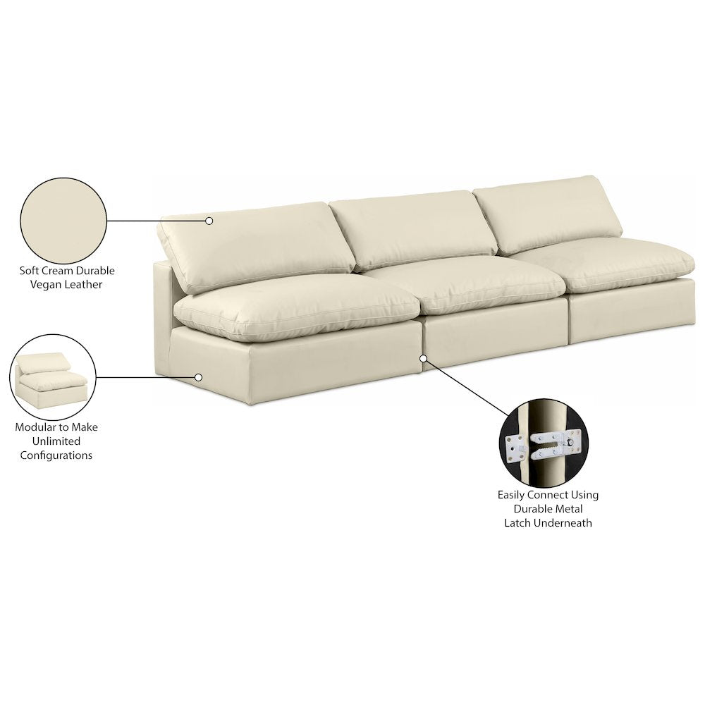 Comfy Cream Vegan Leather Modular Sofa