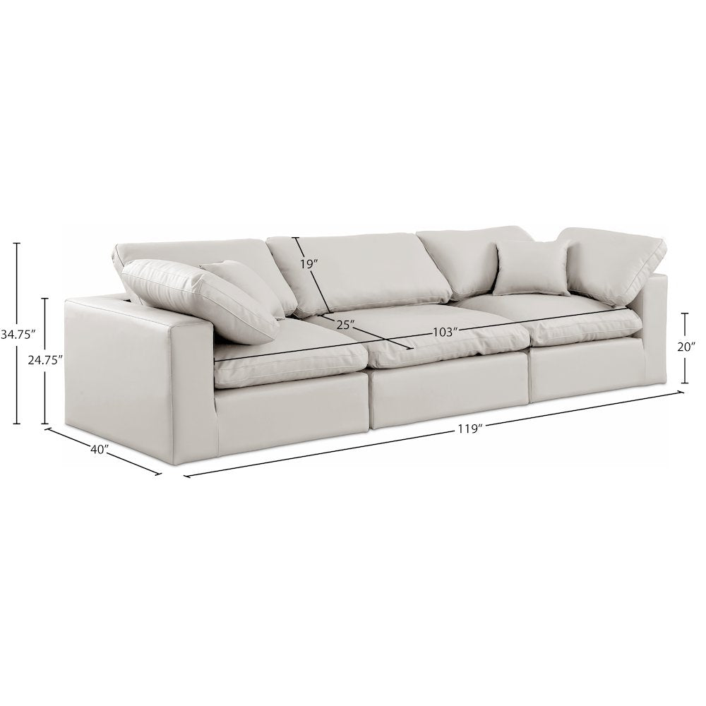 Comfy Cream Vegan Leather Modular Sofa