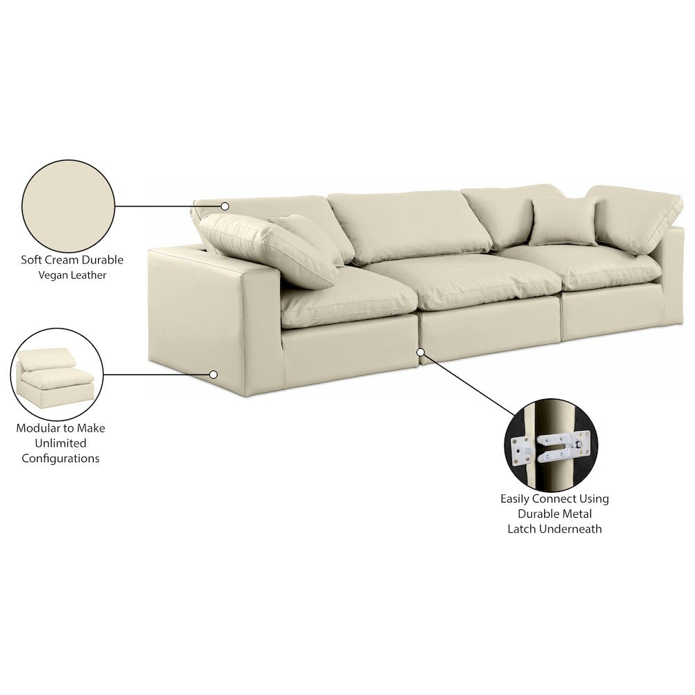 Comfy Cream Vegan Leather Modular Sofa