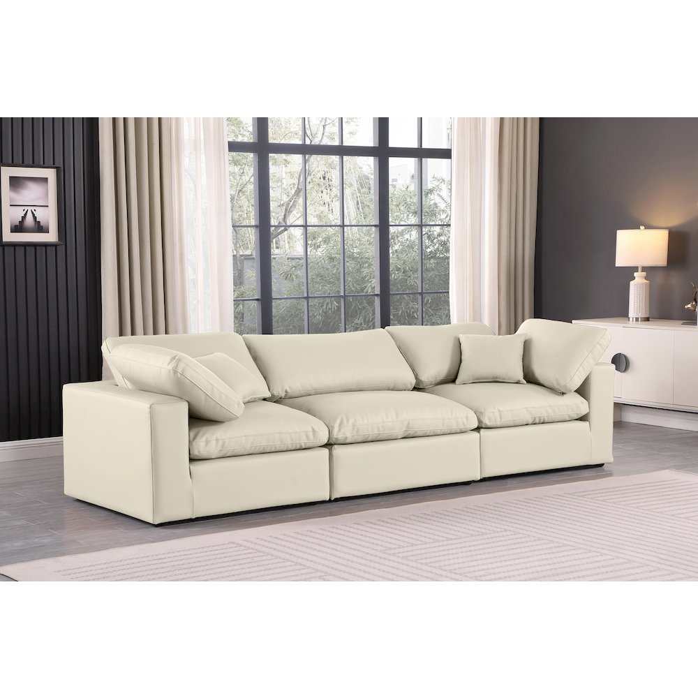 Comfy Cream Vegan Leather Modular Sofa