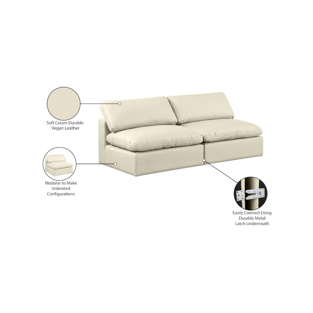 Comfy Cream Vegan Leather Modular Sofa