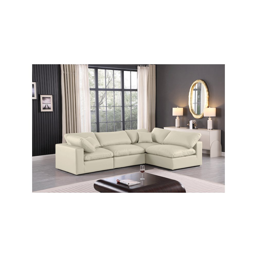 Comfy Cream Vegan Leather Modular Sectional