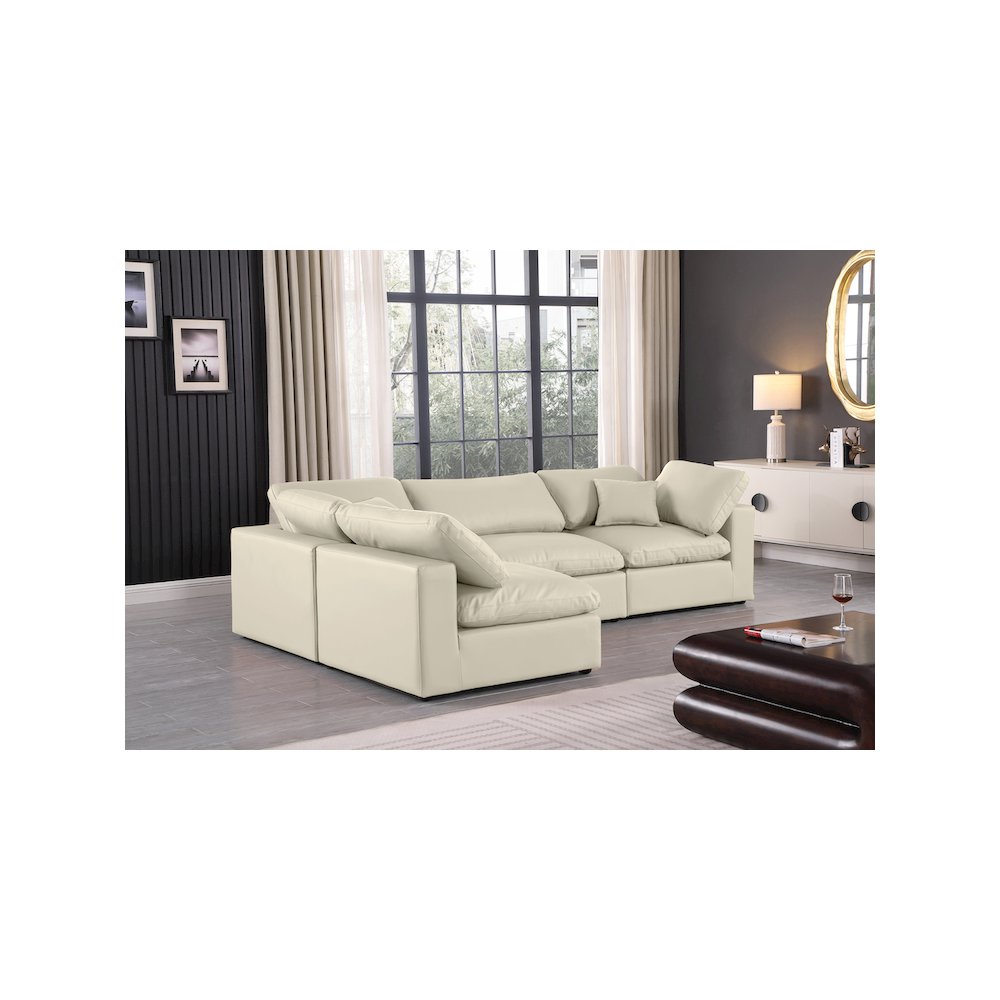 Comfy Cream Vegan Leather Modular Sectional