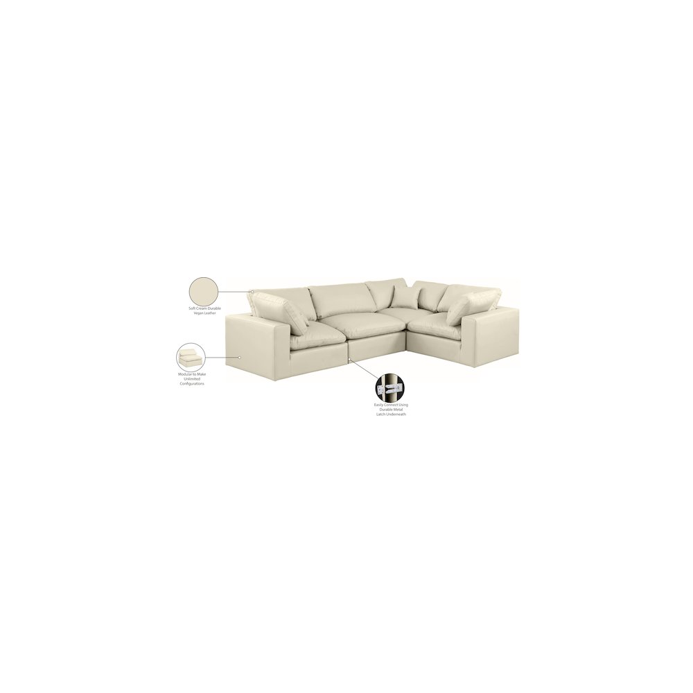 Comfy Cream Vegan Leather Modular Sectional