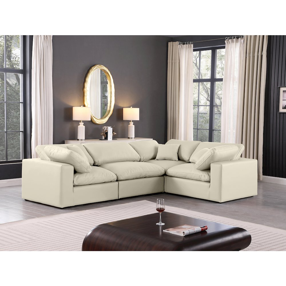 Comfy Cream Vegan Leather Modular Sectional