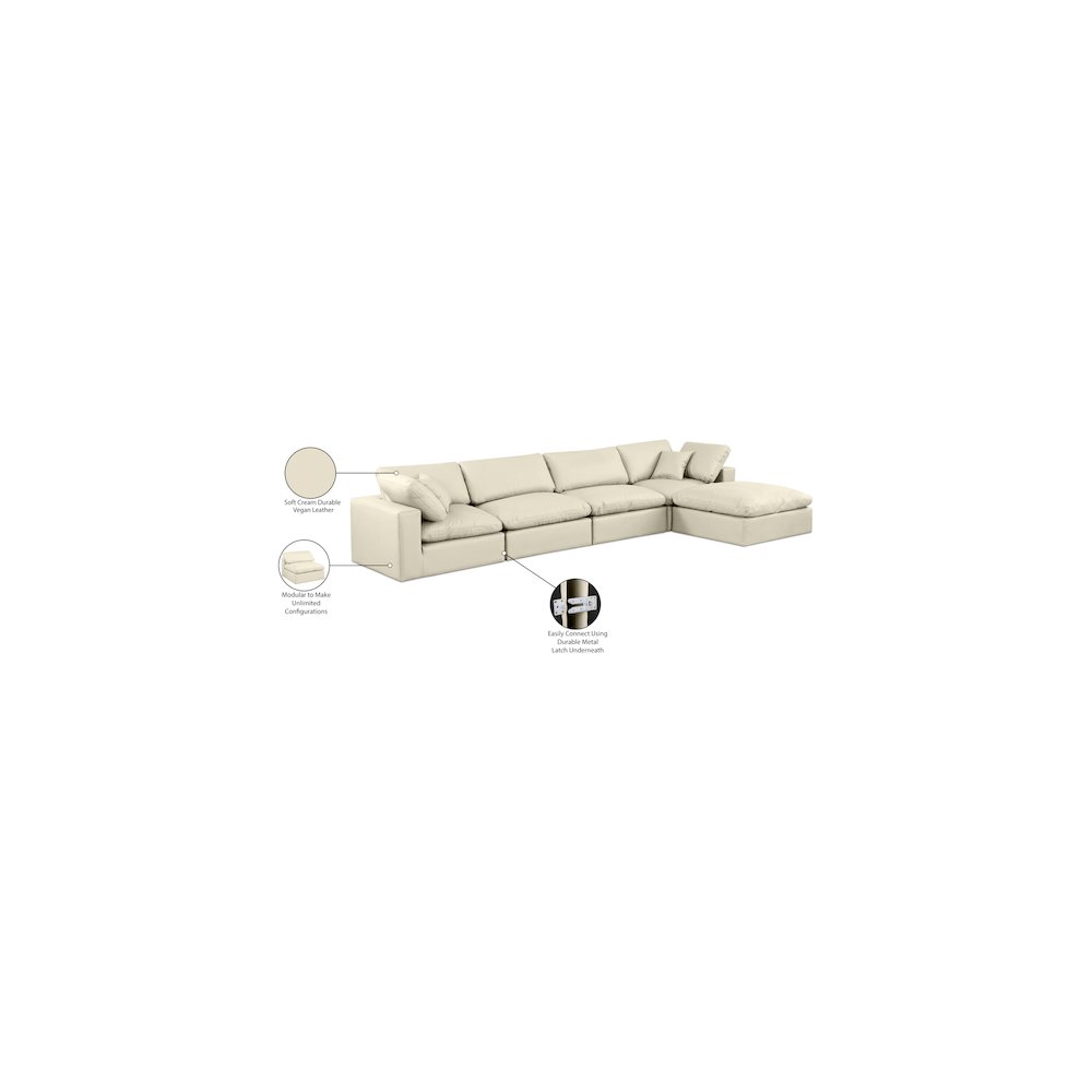 Comfy Cream Vegan Leather Modular Sectional