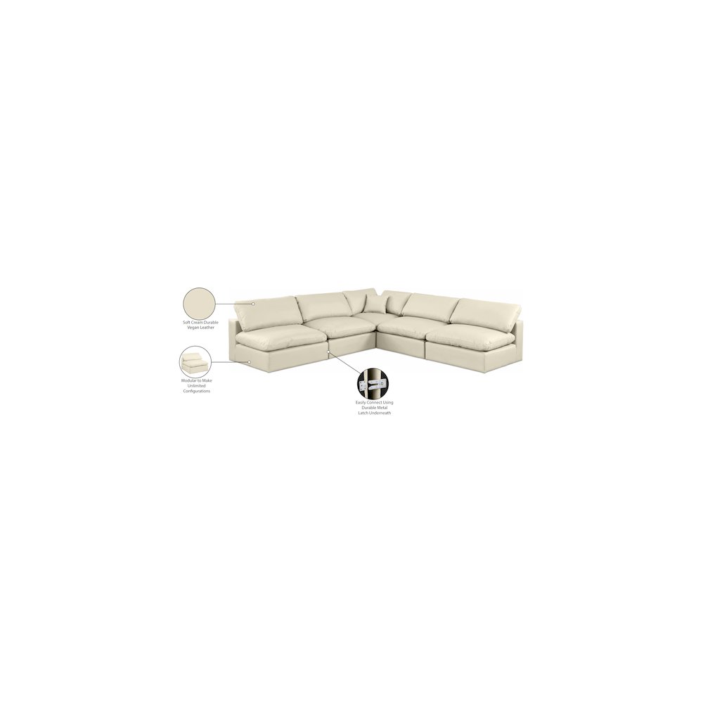 Comfy Cream Vegan Leather Modular Sectional