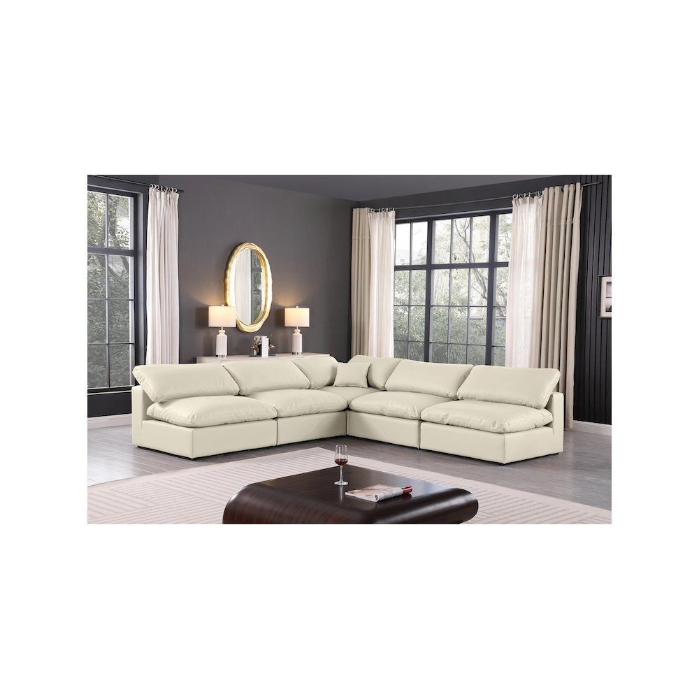 Comfy Cream Vegan Leather Modular Sectional