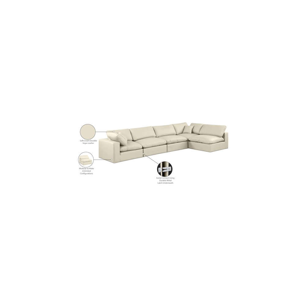 Comfy Cream Vegan Leather Modular Sectional