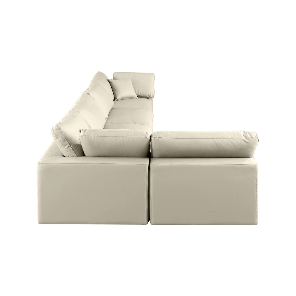 Comfy Cream Vegan Leather Modular Sectional