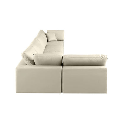 Comfy Cream Vegan Leather Modular Sectional