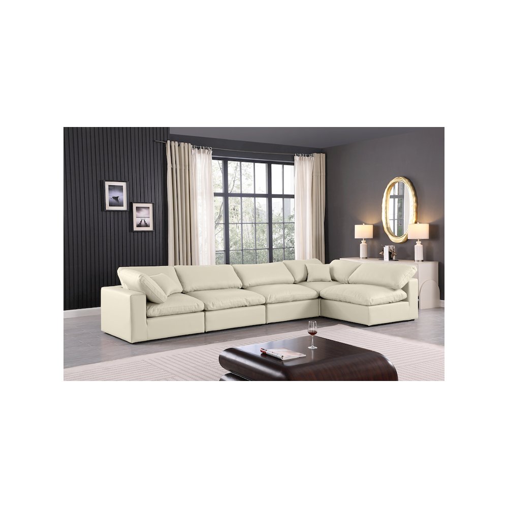 Comfy Cream Vegan Leather Modular Sectional