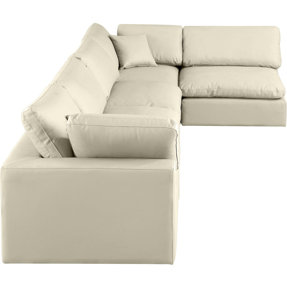 Comfy Cream Vegan Leather Modular Sectional