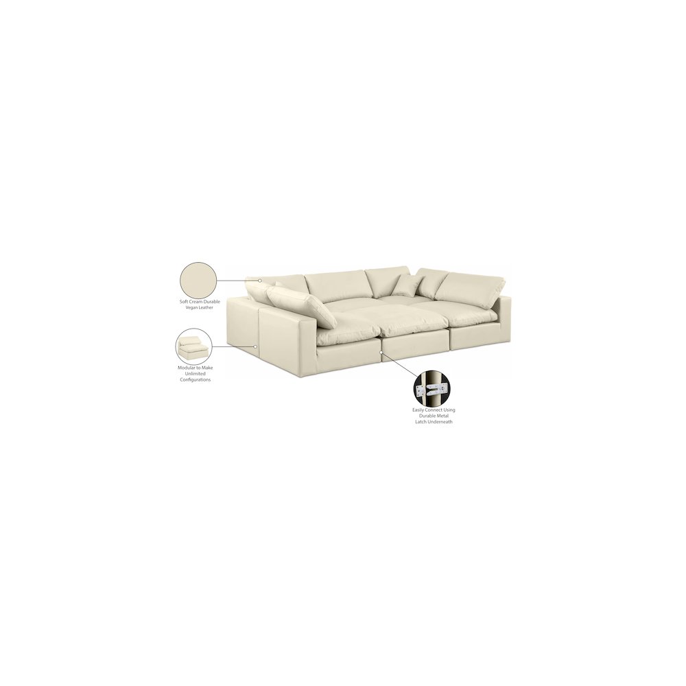 Comfy Cream Vegan Leather Modular Sectional