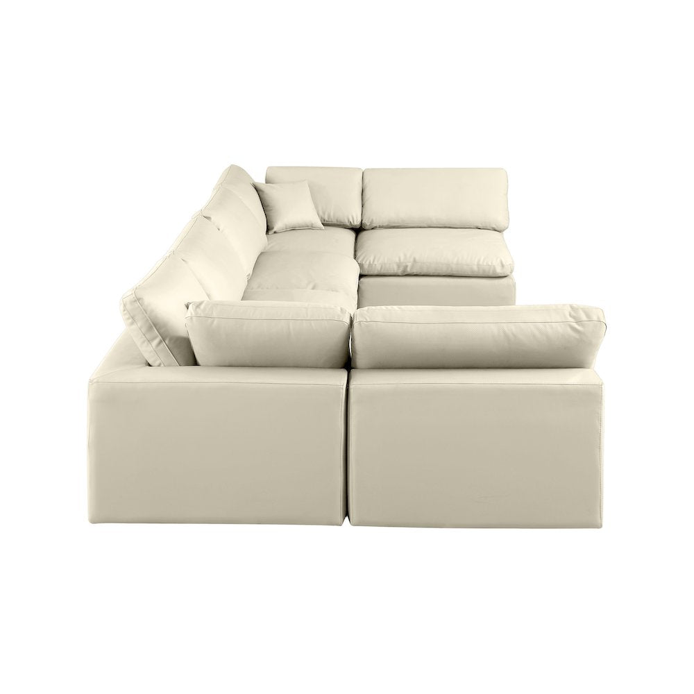Comfy Cream Vegan Leather Modular Sectional