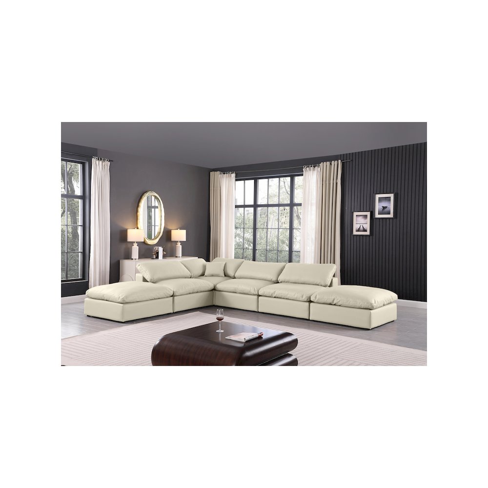 Comfy Cream Vegan Leather Modular Sectional