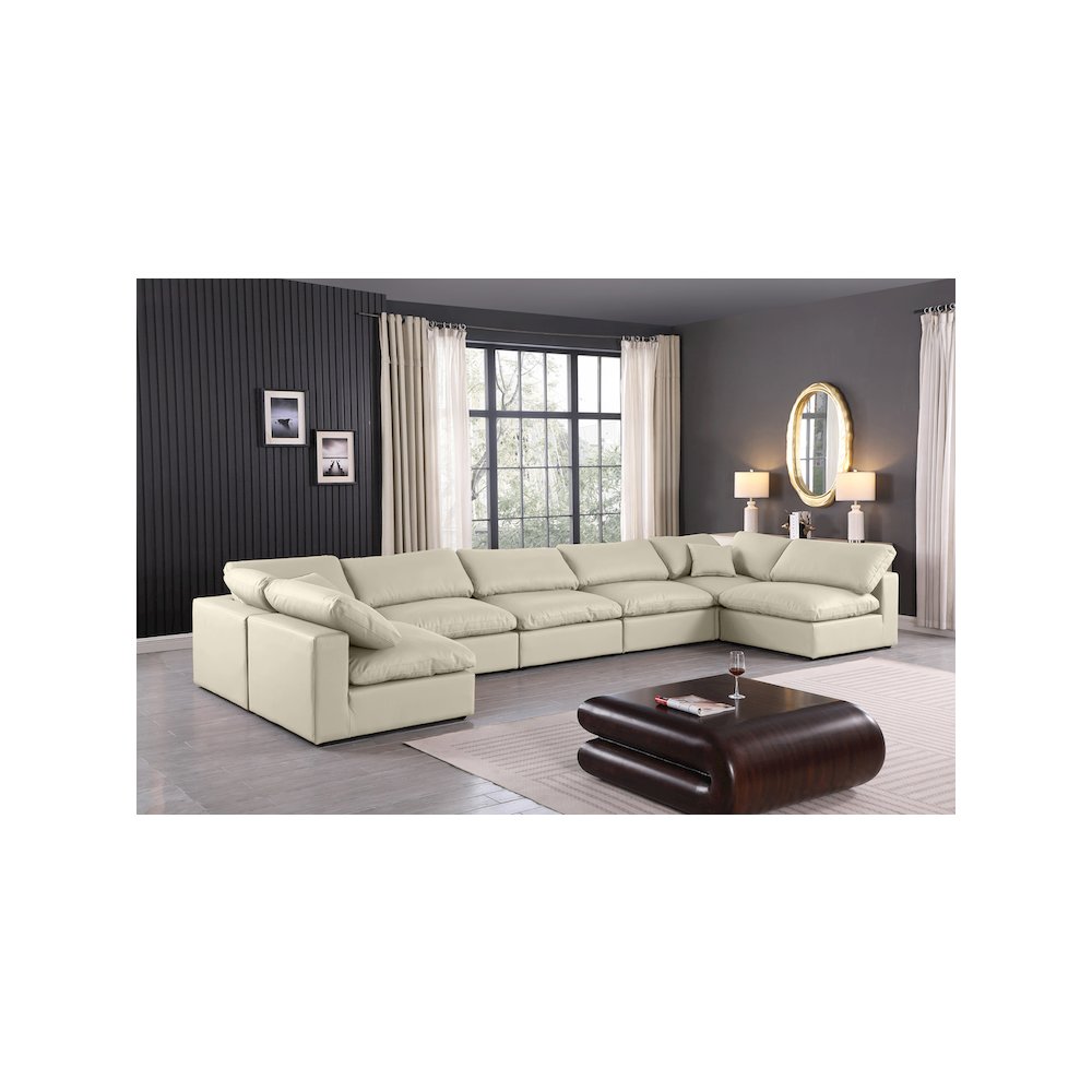 Comfy Cream Vegan Leather Modular Sectional