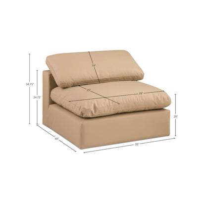 Comfy Tan Vegan Leather Modular Armless Chair