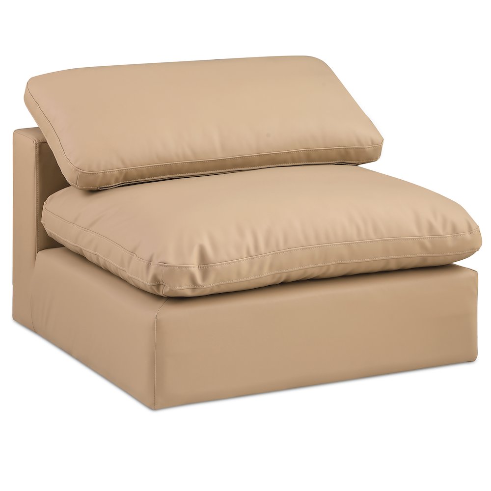 Comfy Tan Vegan Leather Modular Armless Chair