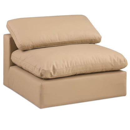 Comfy Tan Vegan Leather Modular Armless Chair