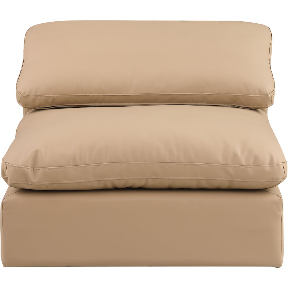 Comfy Tan Vegan Leather Modular Armless Chair