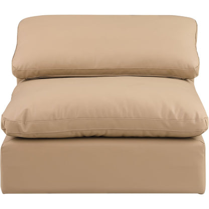 Comfy Tan Vegan Leather Modular Armless Chair