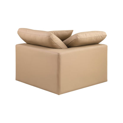 Comfy Tan Vegan Leather Modular Corner Chair