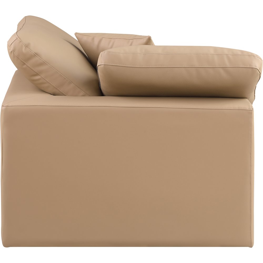 Comfy Tan Vegan Leather Modular Corner Chair