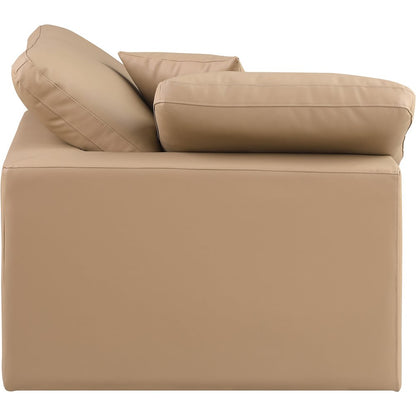 Comfy Tan Vegan Leather Modular Corner Chair