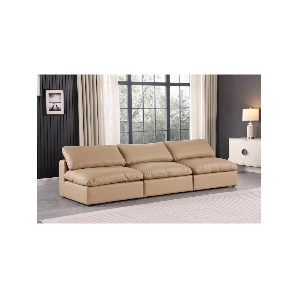 Comfy Tan Vegan Leather Modular Sofa