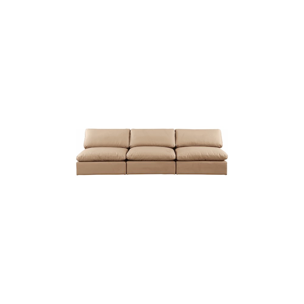 Comfy Tan Vegan Leather Modular Sofa