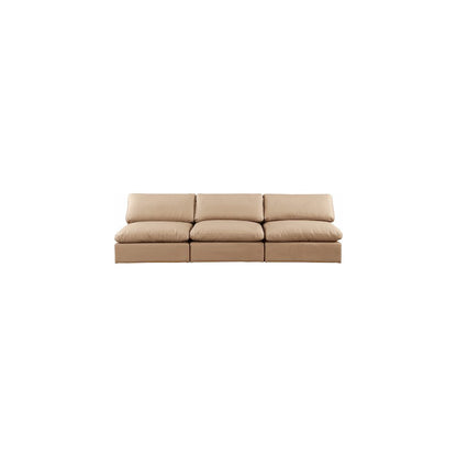Comfy Tan Vegan Leather Modular Sofa