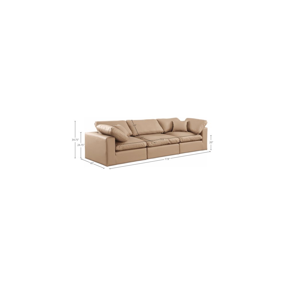 Comfy Tan Vegan Leather Modular Sofa