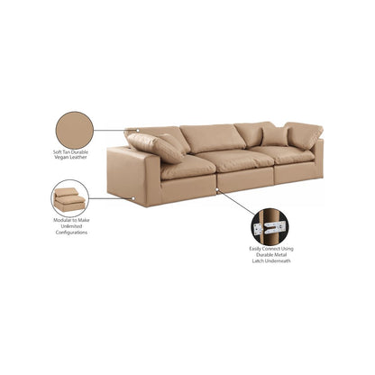 Comfy Tan Vegan Leather Modular Sofa
