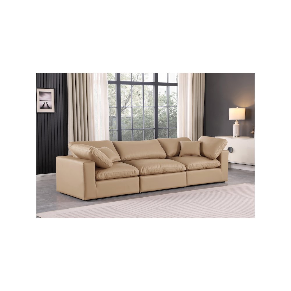 Comfy Tan Vegan Leather Modular Sofa