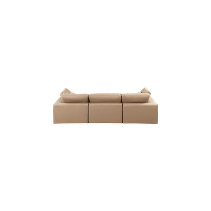 Comfy Tan Vegan Leather Modular Sofa