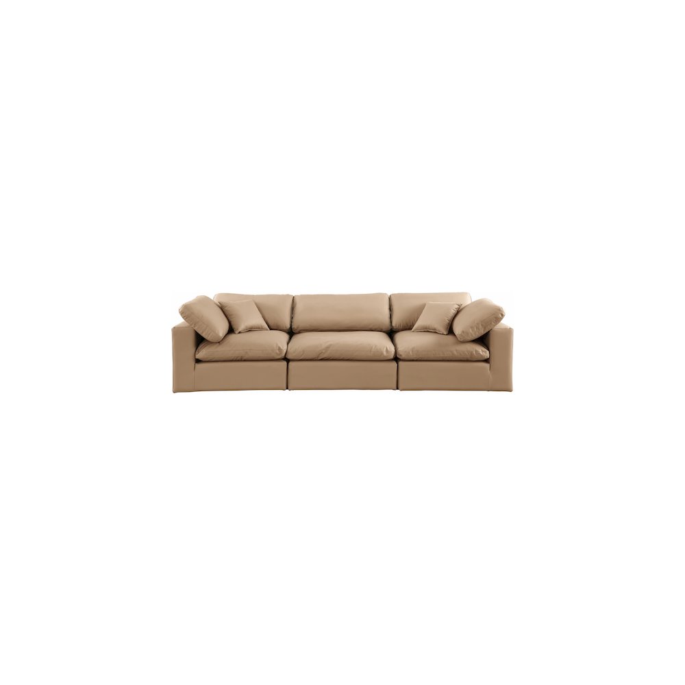 Comfy Tan Vegan Leather Modular Sofa