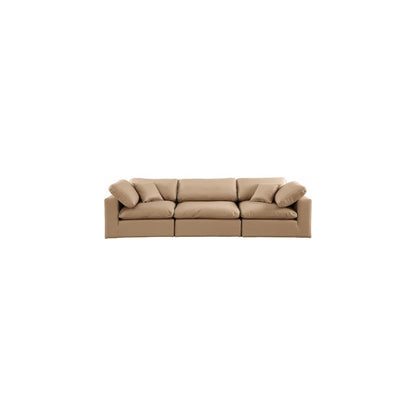 Comfy Tan Vegan Leather Modular Sofa