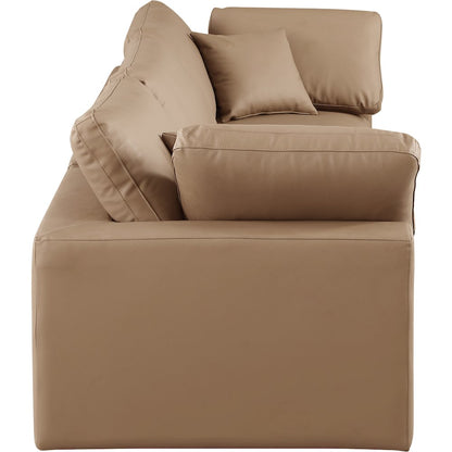 Comfy Tan Vegan Leather Modular Sofa