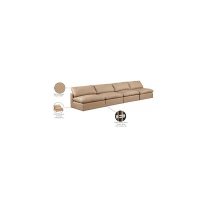 Comfy Tan Vegan Leather Modular Sofa