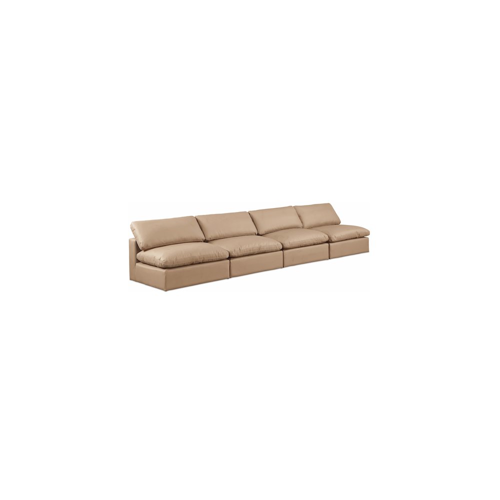 Comfy Tan Vegan Leather Modular Sofa