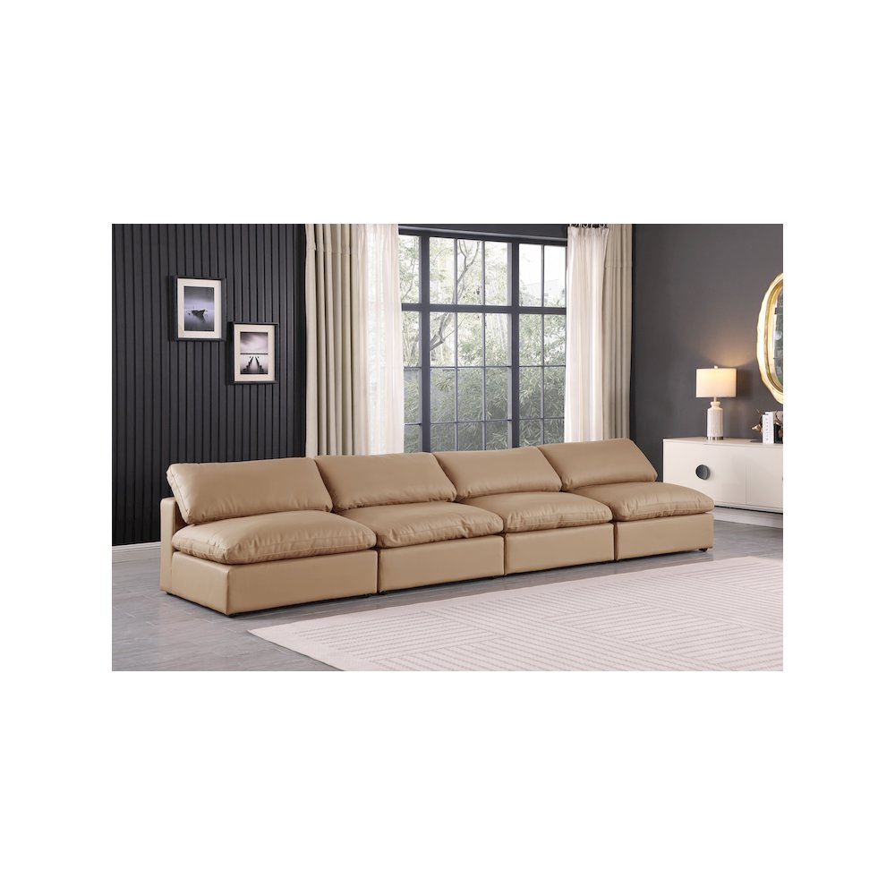 Comfy Tan Vegan Leather Modular Sofa