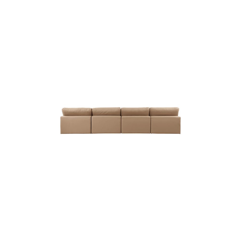 Comfy Tan Vegan Leather Modular Sofa