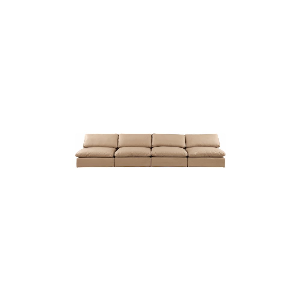 Comfy Tan Vegan Leather Modular Sofa
