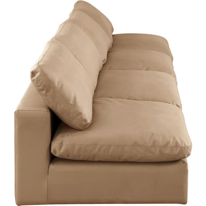 Comfy Tan Vegan Leather Modular Sofa