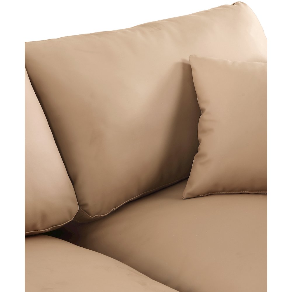 Comfy Tan Vegan Leather Modular Sofa