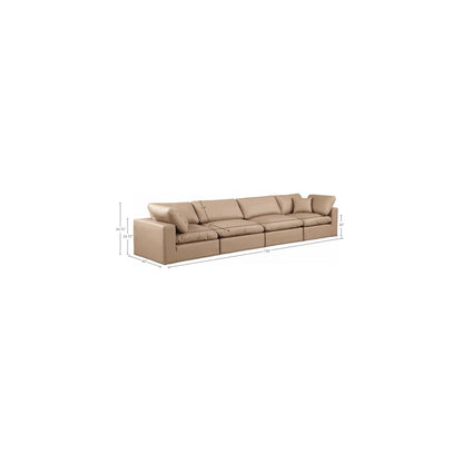 Comfy Tan Vegan Leather Modular Sofa